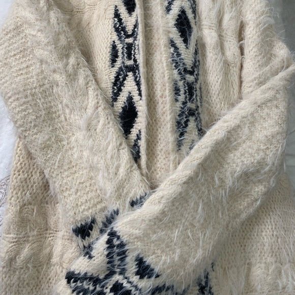 FOREVER 21 Long Cream & Black Cozy Cardigan Size Small - Picture 4 of 4